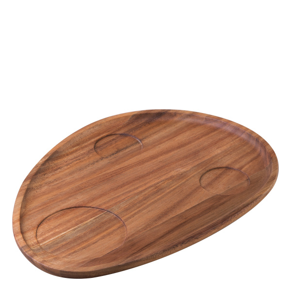 Taca Triangle Akacja 35 x 25 cm z wgłębieniem - FLOW Wooden