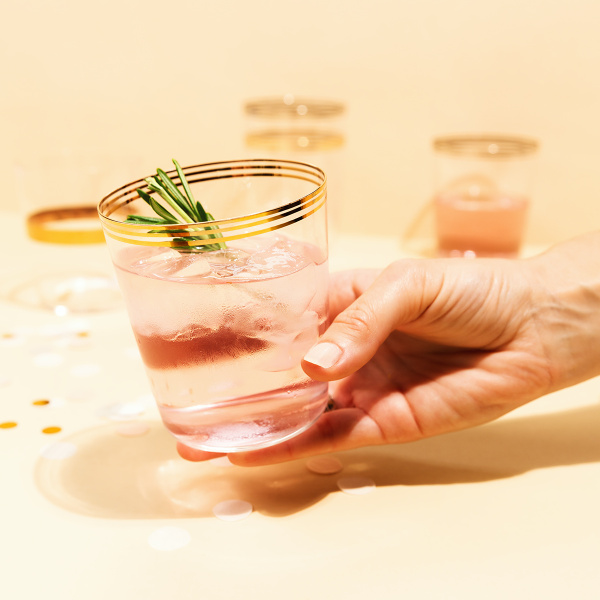 Szklanki Tumbler z trzema paskami w kolorze złotym 440 ml zestaw 6 szt. - 21st Century Glas