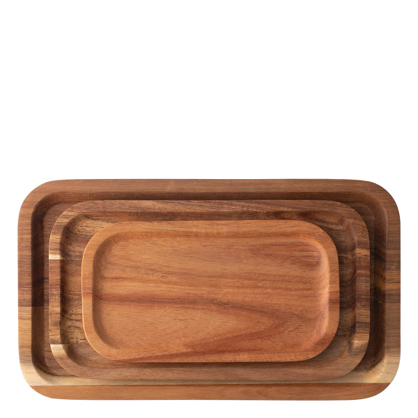 Taca prostokątna średnia Akacja 25 x 14 cm - FLOW Wooden