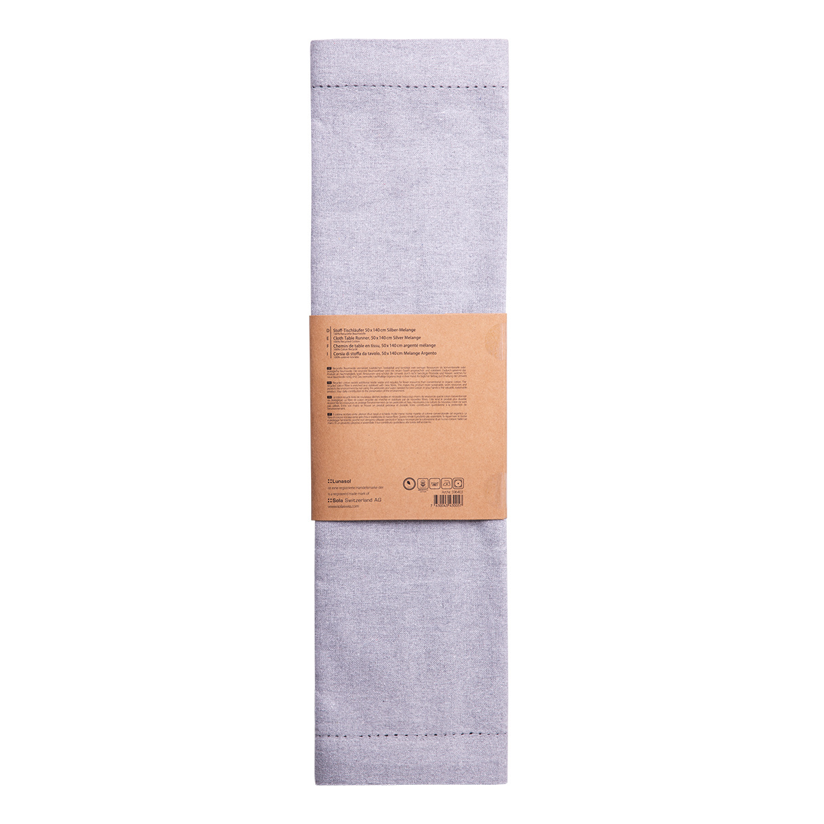 Jasnoszary bawełniany bieżnik na stół 50 x 140 cm – Basic Ambiente