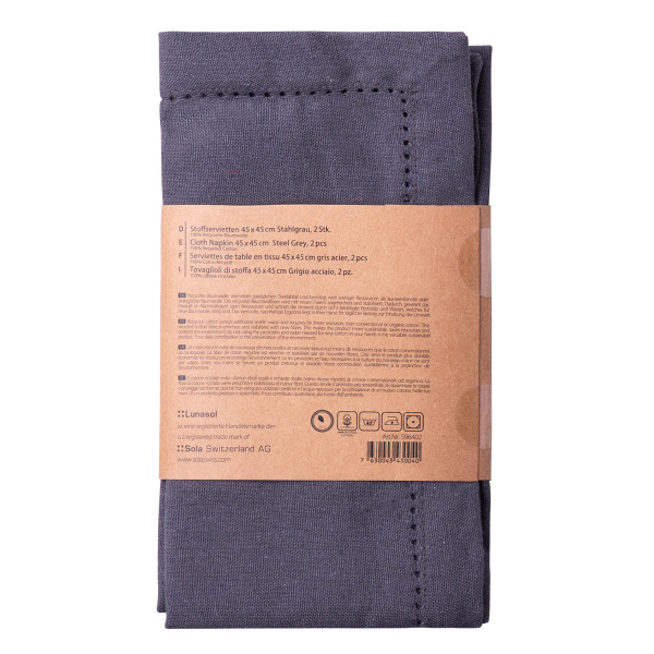 Stalowo-szare bawełniane serwetki 45 x 45 cm 2 szt. – Basic Ambiente