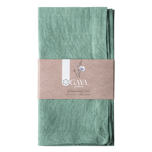 Morskie zielone serwetki lniane 50 x 50 cm 2 szt. - Gaya Ambiente