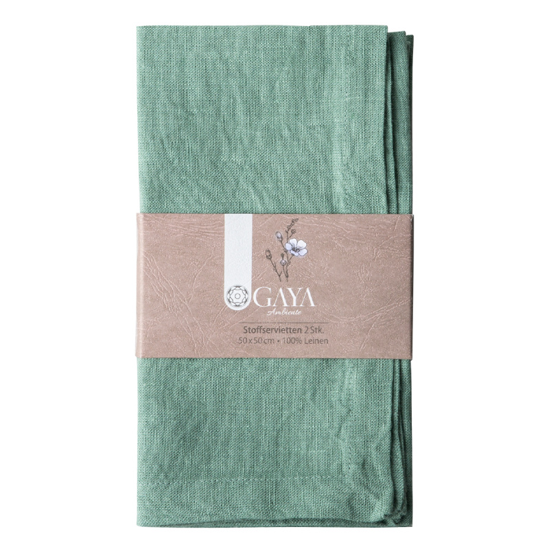 Morskie zielone serwetki lniane 50 x 50 cm 2 szt. - Gaya Ambiente