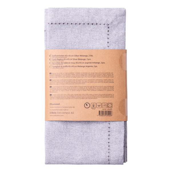 Jasnoszare bawełniane serwetki 45 x 45 cm 2 szt. – Basic Ambiente