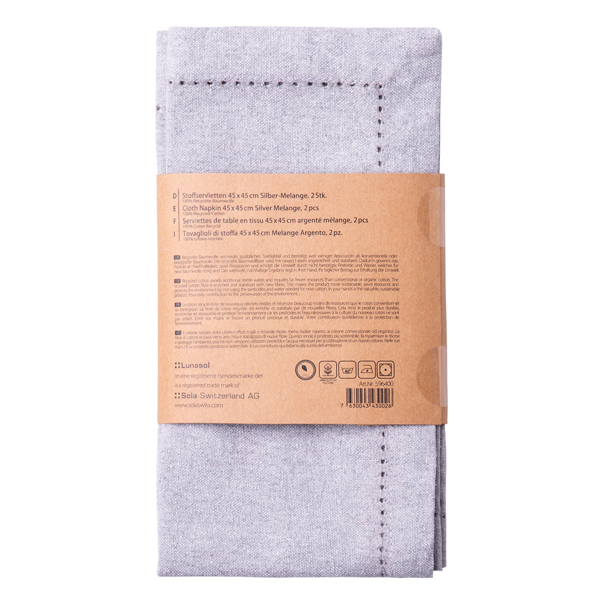 Jasnoszare bawełniane serwetki 45 x 45 cm 2 szt. – Basic Ambiente