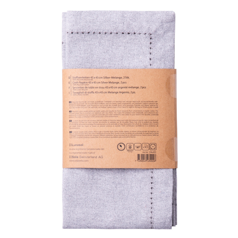Jasnoszare bawełniane serwetki 45 x 45 cm 2 szt. – Basic Ambiente