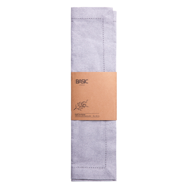 Jasnoszary bawełniany bieżnik na stół 50 x 140 cm – Basic Ambiente