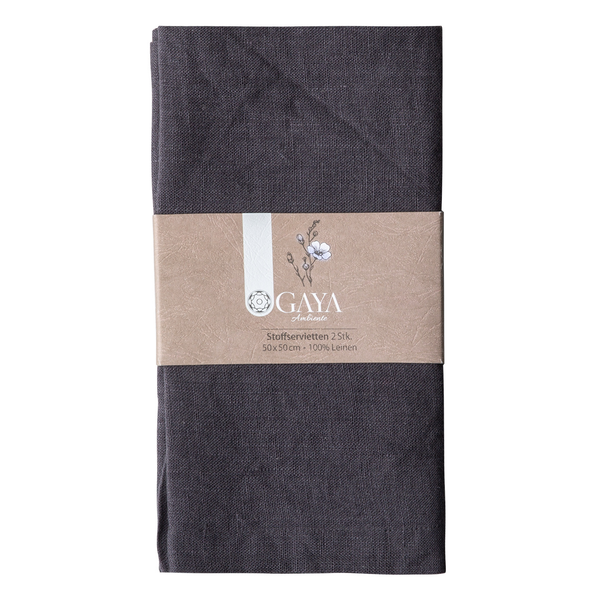 Antracytowe serwetki lniane 50 x 50 cm 2 szt. - Gaya Ambiente