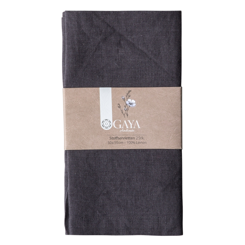Antracytowe serwetki lniane 50 x 50 cm 2 szt. - Gaya Ambiente