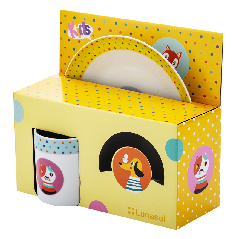Dziecięcy zestaw porcelanowy 3 el. – KIDS World Animals