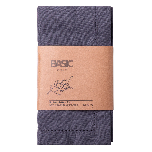 Stalowo-szare bawełniane serwetki 45 x 45 cm 2 szt. – Basic Ambiente