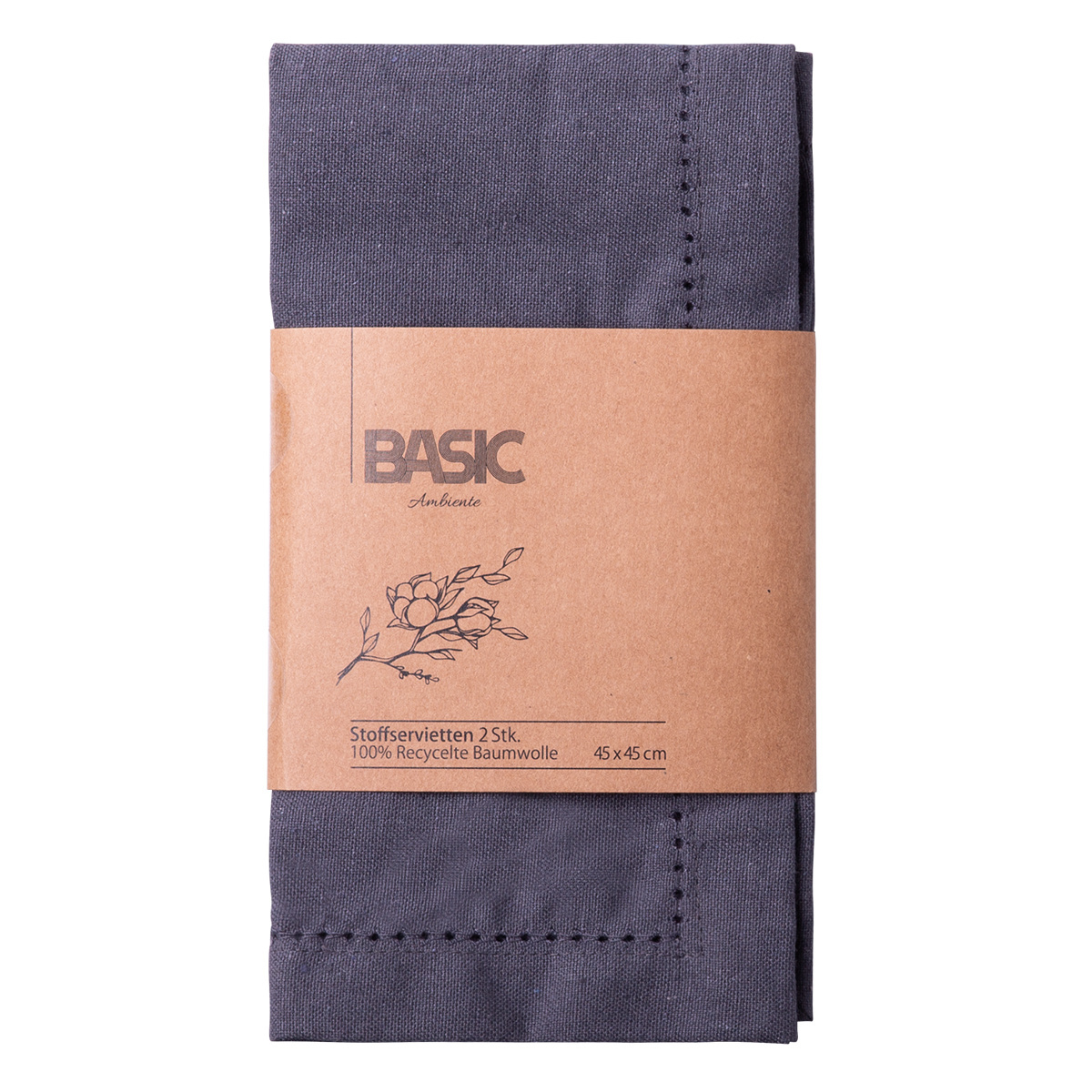 Stalowo-szare bawełniane serwetki 45 x 45 cm 2 szt. – Basic Ambiente