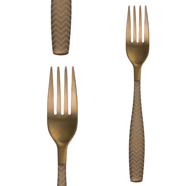 Zestaw sztućców 24 szt. - Gaya All Satin złoty - Chevron