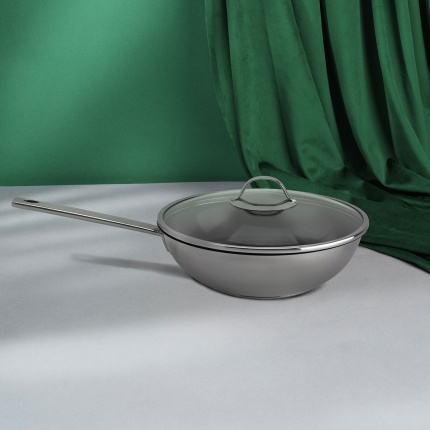 Wok z szklaną pokrywką ø 28 cm | Orion Inox