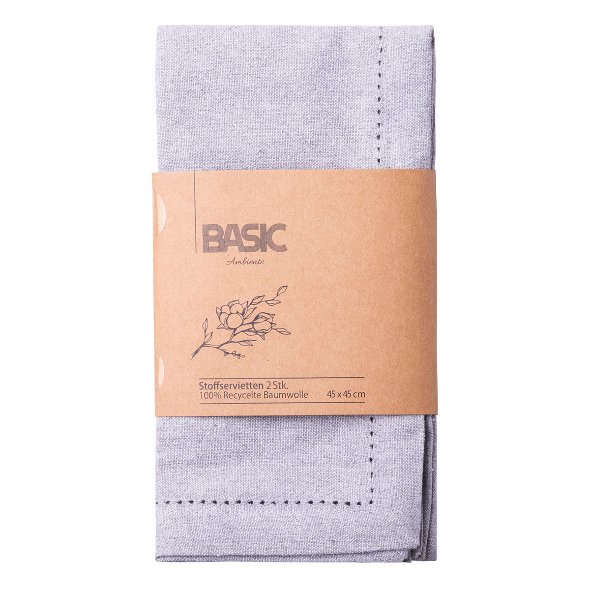 Jasnoszare bawełniane serwetki 45 x 45 cm 2 szt. – Basic Ambiente