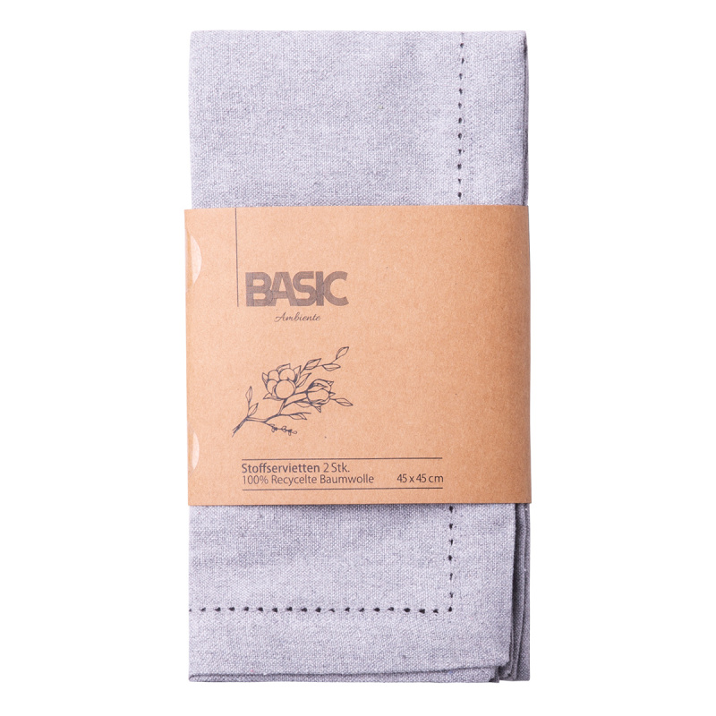 Jasnoszare bawełniane serwetki 45 x 45 cm 2 szt. – Basic Ambiente
