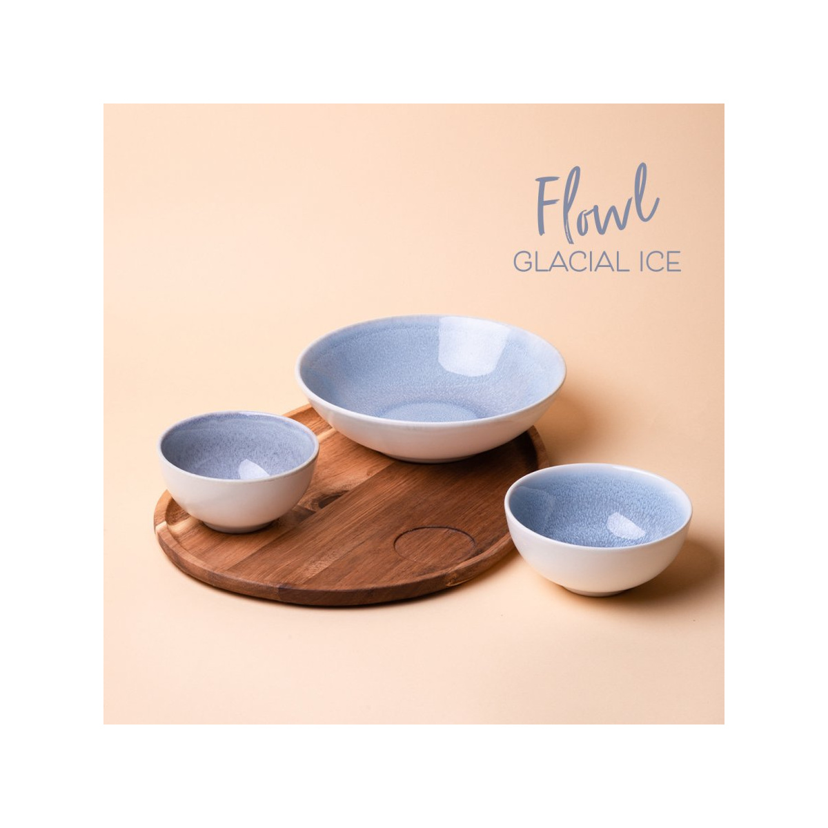 Zestaw Flowl Glacial Ice miseczki + taca | Gaya Lunasol