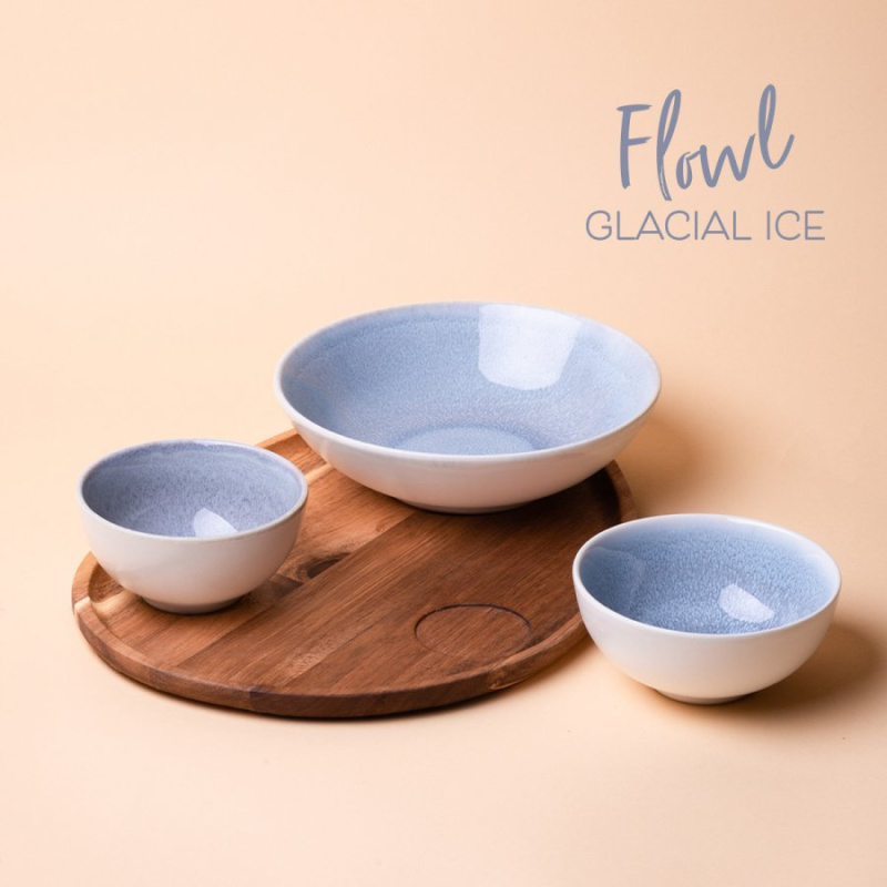 Zestaw Flowl Glacial Ice miseczki + taca | Gaya Lunasol