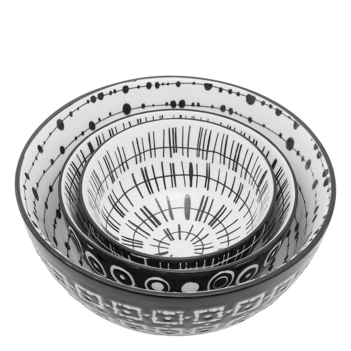 Zestaw misek na płatki 3 szt. - Basic Dots Black