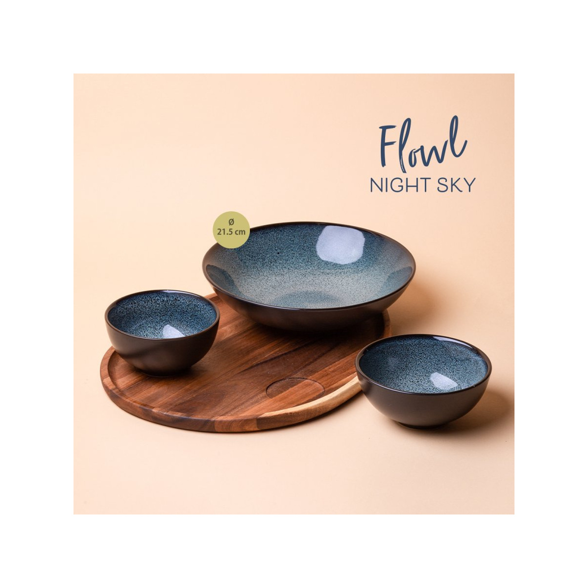 Zestaw misek Flowl Night Sky + taca | Gaya Lunasol