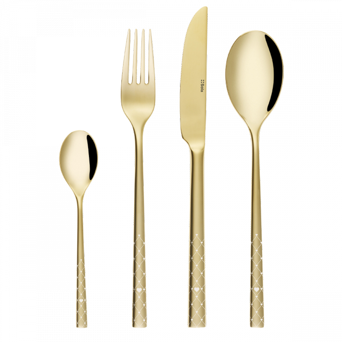 Zestaw sztućców 16 szt. – Living PVD Champagne - Laser Love