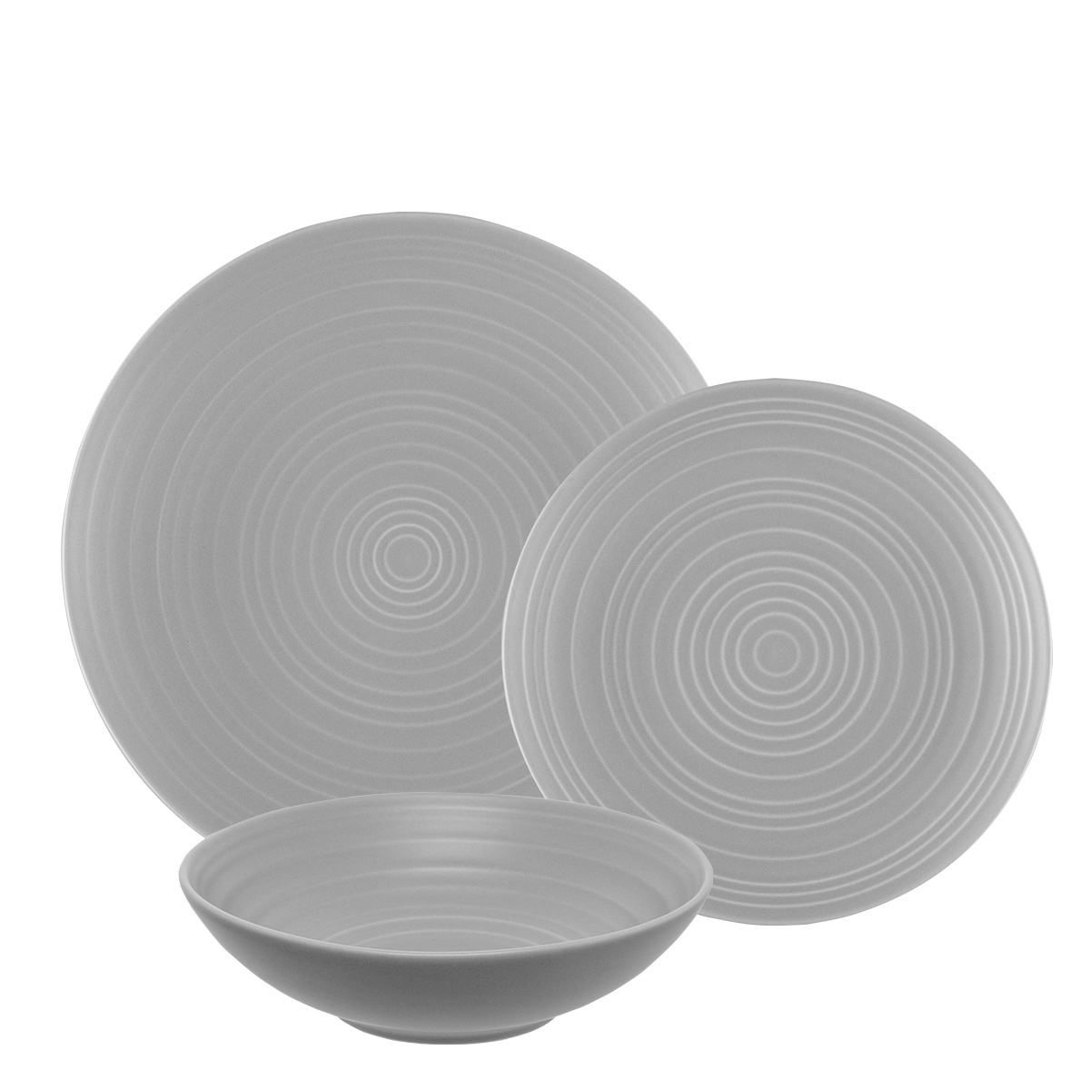 Serwis porcelanowy jasnoszary błyszczący 18 ks - Gaya RGB Spiral