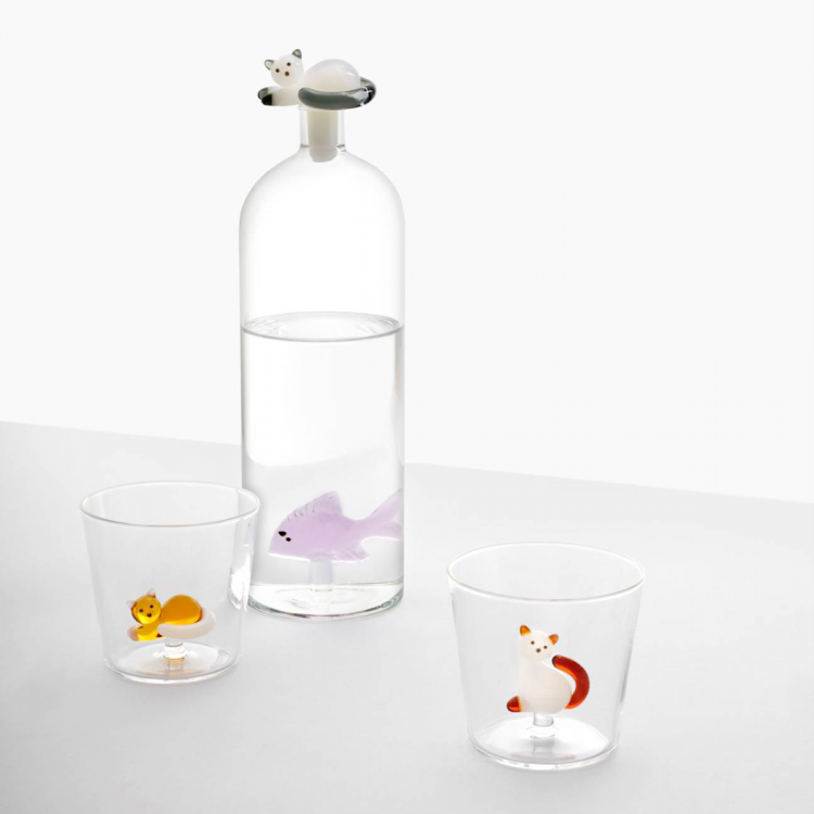 Szklana butelka z pokrywką w kształcie ryby i kota - Ichendorf