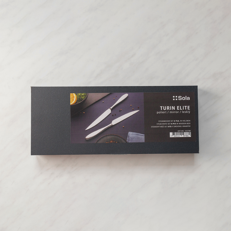 Noże do steków w drewnianym pudełku zestaw 6 szt. – Turin