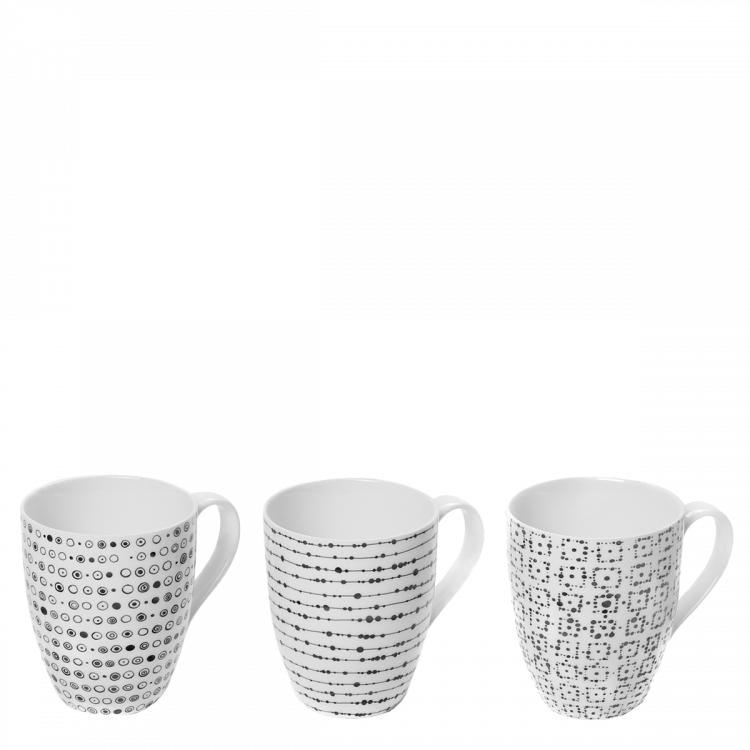 Filiżanka na mleko, herbatę lub cappuccino 320 ml zestaw 3-częściowy - Basic Dots
