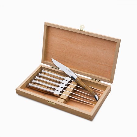Noże do steków w drewnianym opakowaniu zestaw 6 szt - Basic