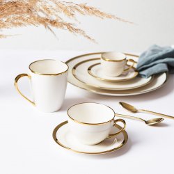 Serwis porcelanowy ze złotym rantem 20 szt – Flow Lunasol