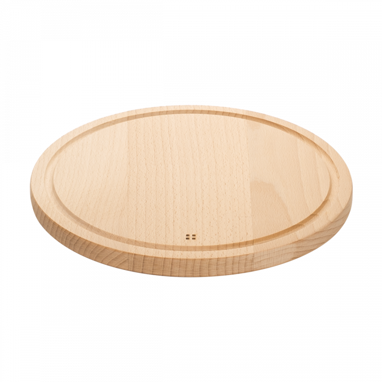 Drewniana deska do krojenia z rowkiem, okrągła 28 cm - Basic