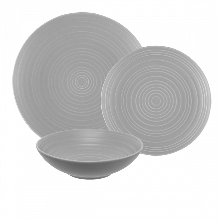 Serwis porcelanowy jasnoszary błyszczący 18 ks - Gaya RGB Spiral