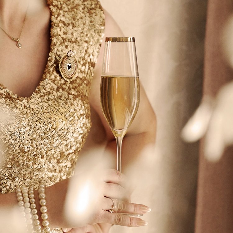 Kieliszek do szampana z pozłacanym brzegiem 210 ml - Premium Glas Crystal