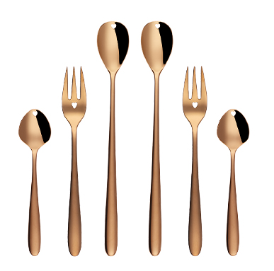 Komplet sztućców Love Cutlery w kolorze brązowym na białym tle